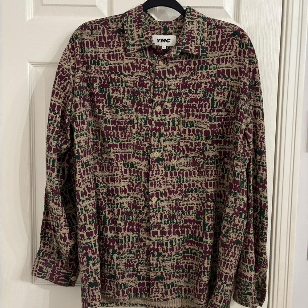 YMC Burgundy and Green Patterned Shirt